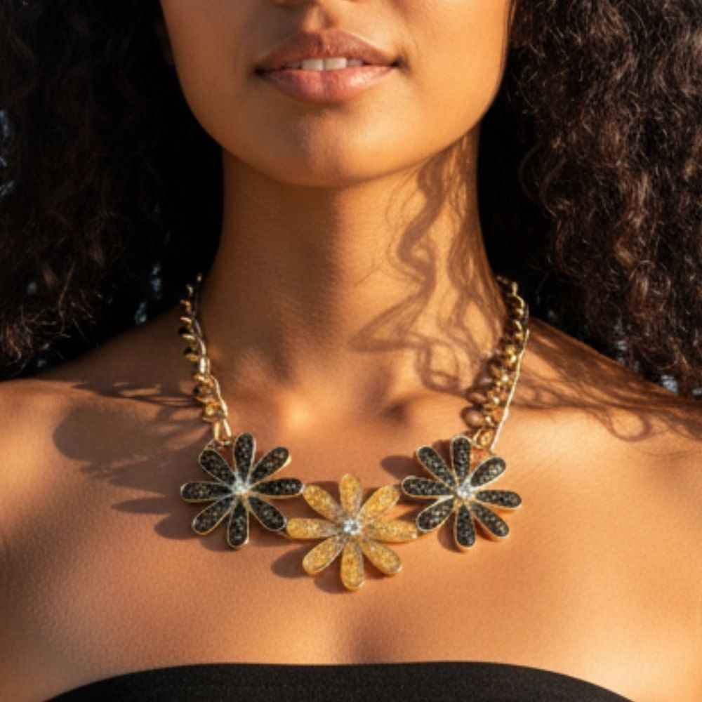 BaubleBar Black Daisy Statement Necklace